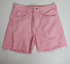 Rag and Bone Womens 27 Maya High Rise Midi Shorts CutOff Pink Raw Hem Button Fly - $26.99