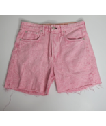 Rag and Bone Womens 27 Maya High Rise Midi Shorts CutOff Pink Raw Hem Bu... - $26.99