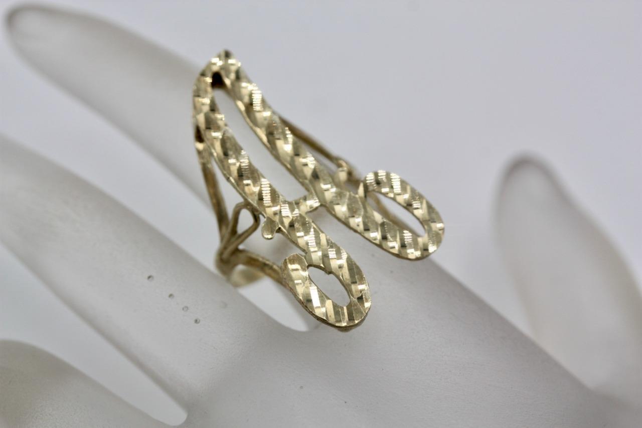 Fine 10K Yellow Gold Diamond Cut Cursive Letter A Initial Ring Size 4.5 Item image 2
