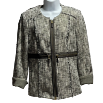 Etcetera Jacket Gilded Brown Tweed Zipped Tailored Cuffed Sleeve Blazer Womens 4 - £42.52 GBP