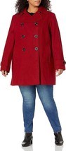 NEW Anne Klein Women&#39;s Classic Double Breasted Coat Red Wool Peacoat Jac... - £76.99 GBP
