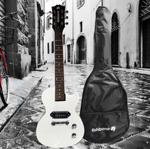fishbone LP Jr. White 32.5&quot; 3/4 Size Electric Guitar+Gig Bag,Cable,Strap Travel - £94.35 GBP