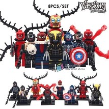 8pcs/lot Marvel Spiderman Venom Wolverine Iron Man Venompool Minifigures - £13.55 GBP