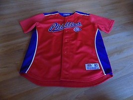 Youth Size XL 14-16 Philadelphia Phillies Red Blue Embroidered Baseball Jersey  - £19.24 GBP