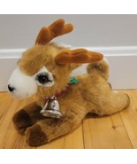 Vintage Russ Berrie Shimmer Reindeer Holiday Plush Collar Working Bell 9... - $20.50 CAD