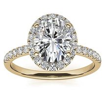 2.20 Carat -9x7 mm Classic Oval Halo Moissanite Engagement Ring In 14k Gold - £597.20 GBP