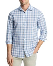The Men&#39;s Store at Major Dept Store Casual Stretch Plaid Slim Shirt Blue-Small - £25.56 GBP