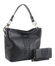 New Mkf Collection By Mia K Areanna Hobo + Wristlet Vegan Leather Croc Embossed - £27.77 GBP