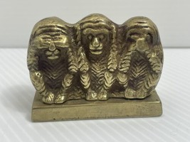 Vintage Lobeco Brass See No Evil Monkeys 1.75” By 2.25” - £9.58 GBP