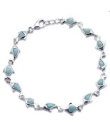 Sterling Silver Natural Larimar Dolphin Bracelet - €103,81 EUR