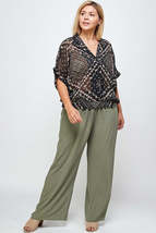Solid Olive Green Wide Leg Palazzo Lounge Loose Comfy Casual Pajama Pants - £19.67 GBP