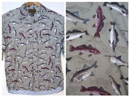 Magellan Sportswear Shirt Men Large Long Sleeve Fish Print Sea Bass Trou... - $13.25