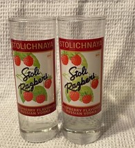 Stolichnaya Stoli Rasberi Rasberry Russian Vodka Shot Glasses Set Of 2 - £11.66 GBP
