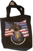 American Flag Tote Canvas Stars&amp; Stripes Black the Beautiful Red White B... - $33.87 CAD