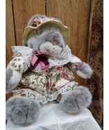 Vtg Plush Creations Inc. 1990 Marvina Rabbit Gray Bunny Floral Dress Hat... - $47.50 CAD