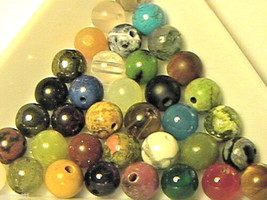 6mm Round Mixed Stone Beads (100 pieces) Jasper, Agate, Quartz, Onyx and More - £5.46 GBP