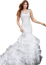 David Tutera Sleeveless Lace Mermaid Ruffle Wedding Dress-Size 6, never ... - £1,257.82 GBP