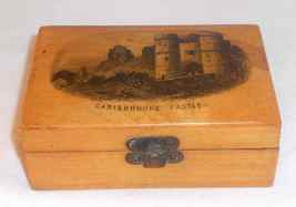 Antique Sycamore Wood Mauchline Box Transfer Carisbrooke Castle Usle of ... - $65.00