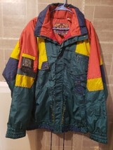 NEVICA Ski Jacket Sz 44 Men Green/Yellow/Red Full Zip Snowboard Coat 80s... - £67.90 GBP