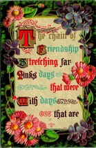 Illuminated Text Chain of Friendship Poem Flowers Embossed 1910s Postcar... - $3.91