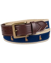 Club Room Men&#39;s Faux Leather Holiday Cheer Belt Navy-Large 36-38W - £10.38 GBP