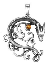 Ebros Celtic Dragon Heart Scrollwork Lace With Gemstone Jewelry Pewter N... - £14.94 GBP