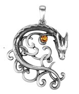 Ebros Celtic Dragon Heart Scrollwork Lace With Gemstone Jewelry Pewter N... - £14.93 GBP
