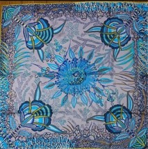 Hermes Scarf Flowers of South Africa 90 cm Silk light blue Carre shawl 35&quot; - £439.21 GBP
