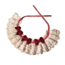 Red Bowknot Retro Lace Collars Handmade Dog Necklace Cat Neckerchief 8.2-11.2&quot;(D - $26.92