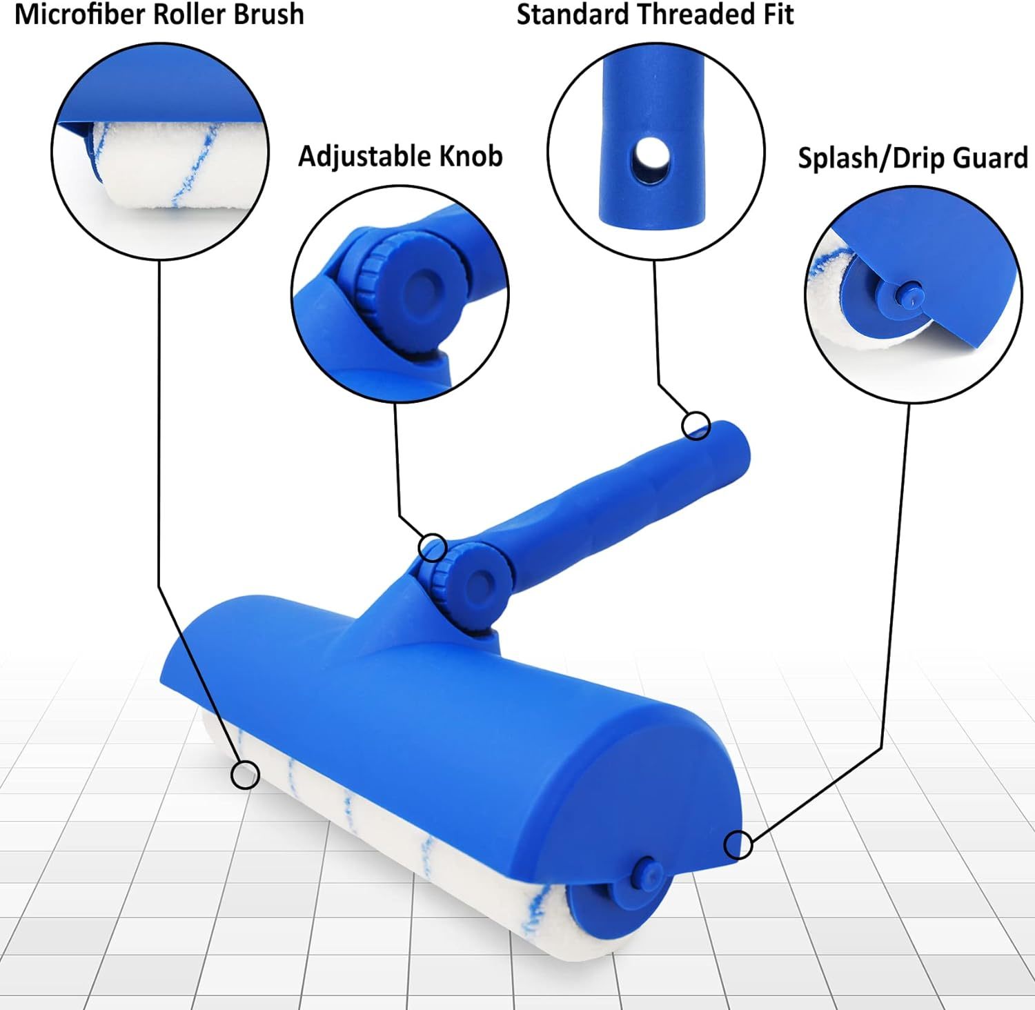 TOVO CREW 9Inch Paint Roller & Splatter Shield with Adjustable Head Feature, Bl Other