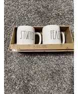 NIB! Rae Dunn Set of 2 Ceramic Coffee Mugs STUFFED &amp; FEAST - $21.17