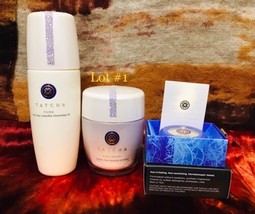 Tatcha Polished Rice Enzyme Powder Cleansing Oil Lip Balm 3pc Lot - £103.19 GBP