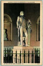 Houdin Statue Of George Richmond Virginia VA UNP Unused Linen Postcard H14 - £2.10 GBP