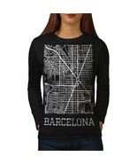 Spain City Barcelona Tee Town Map Women Long Sleeve T-shirt - £11.87 GBP