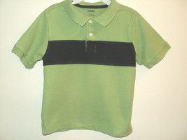 Gymboree Boys Polo Shirt Size 4 Short Sleeves Green with Dark Charcoal Stripe - £5.49 GBP