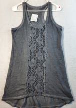 Maurices Tank Top Womens Size Small Gray Lace Floral Sleeveless Round Neck - £10.29 GBP
