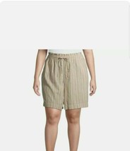 Terra &amp; Sky Women&#39;s Plus Size High Waist Linen Shorts Multi 5X(32W-34W) - £15.68 GBP