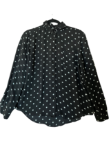 PHILOSOPHY Womens Shirt Button Up Blouse Long Sleeve Polka Dot Black/White Sz S - £9.06 GBP