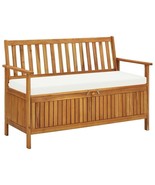 vidaXL Storage Bench Natural wood Solid acacia wood with a polyester cus... - $326.83 CAD
