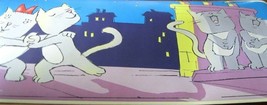 Cartoon Cat Cats Kittens on the Rooftops  Wallpaper Border 28805 NIP Blue Purple - $12.86