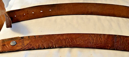 Vintage Embossed Leather Belt BYOB Mountains, Forest, Deer - £11.36 GBP