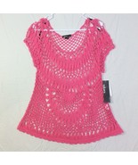 Takara Women Swimsuit Cover Up Top Pink Size Large BOHO Open Weave NWT - £11.62 GBP