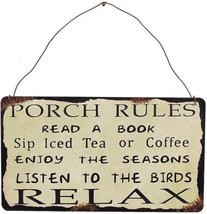 vintage Porch Rules Rustic Metal Wall Sign for Front Door Porch Hanging Sign - £7.56 GBP