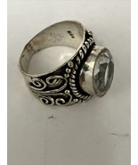 925 Sterling Silver Scroll &amp; Cut CZ Ring Size 8 - €21,41 EUR