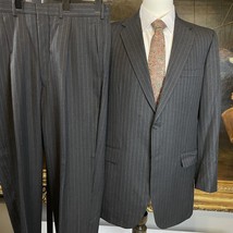 Holland &amp; Sherry 40L 34 x 33 USA MADE 2Pc Bespoke Gray Pick Stripe 2Btn ... - $164.99