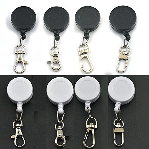 Bluemoona 5 Pcs - Reels Retractable Badge Clip ID Card Holder Swivel Clasps Snap