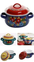 Two (2) Pioneer Woman ~ Dazzling Dahlia Mini Dutch Ovens ~ Steel w/Enamel Finish - £23.91 GBP