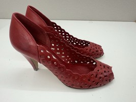 Gloria Vanderbilt Womens Heels Size 6.5 M A-Bliss Red Peep Toe Slip On - $13.98