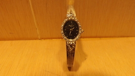 Percision By Gruen, Ladies Black Face Watch, Silver Tone Vintage - £15.80 GBP