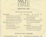 Cafe One Two Three Menu 12th Avenue North Nashville Tennessee Winter 1996 - £13.96 GBP